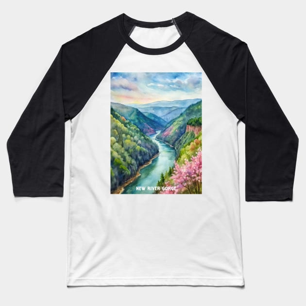 New River Gorge National Park Baseball T-Shirt by Surrealcoin777